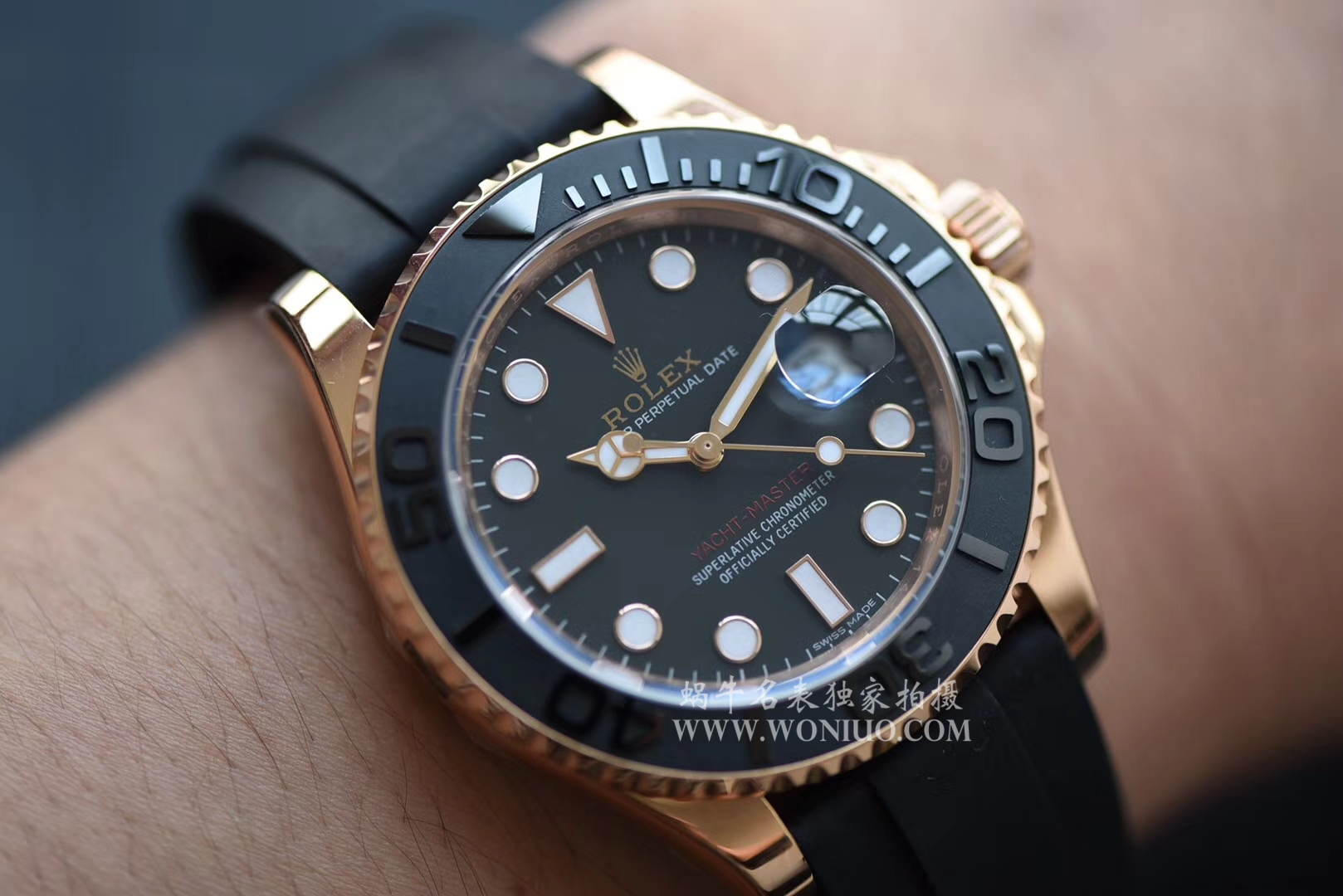 【独家视频测评NOOB Factory 1:1高仿手表】 Rolex  Yacht-Master 系列116655-Oysterflex bracelet金壳 wrist watch   / RBC018