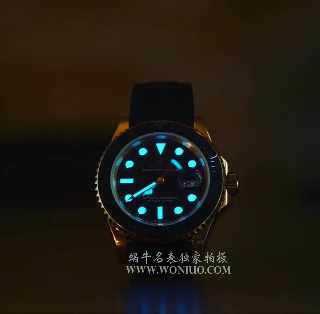 【独家视频测评NOOB Factory 1:1高仿手表】 Rolex  Yacht-Master 系列116655-Oysterflex bracelet金壳 wrist watch   / RBC018