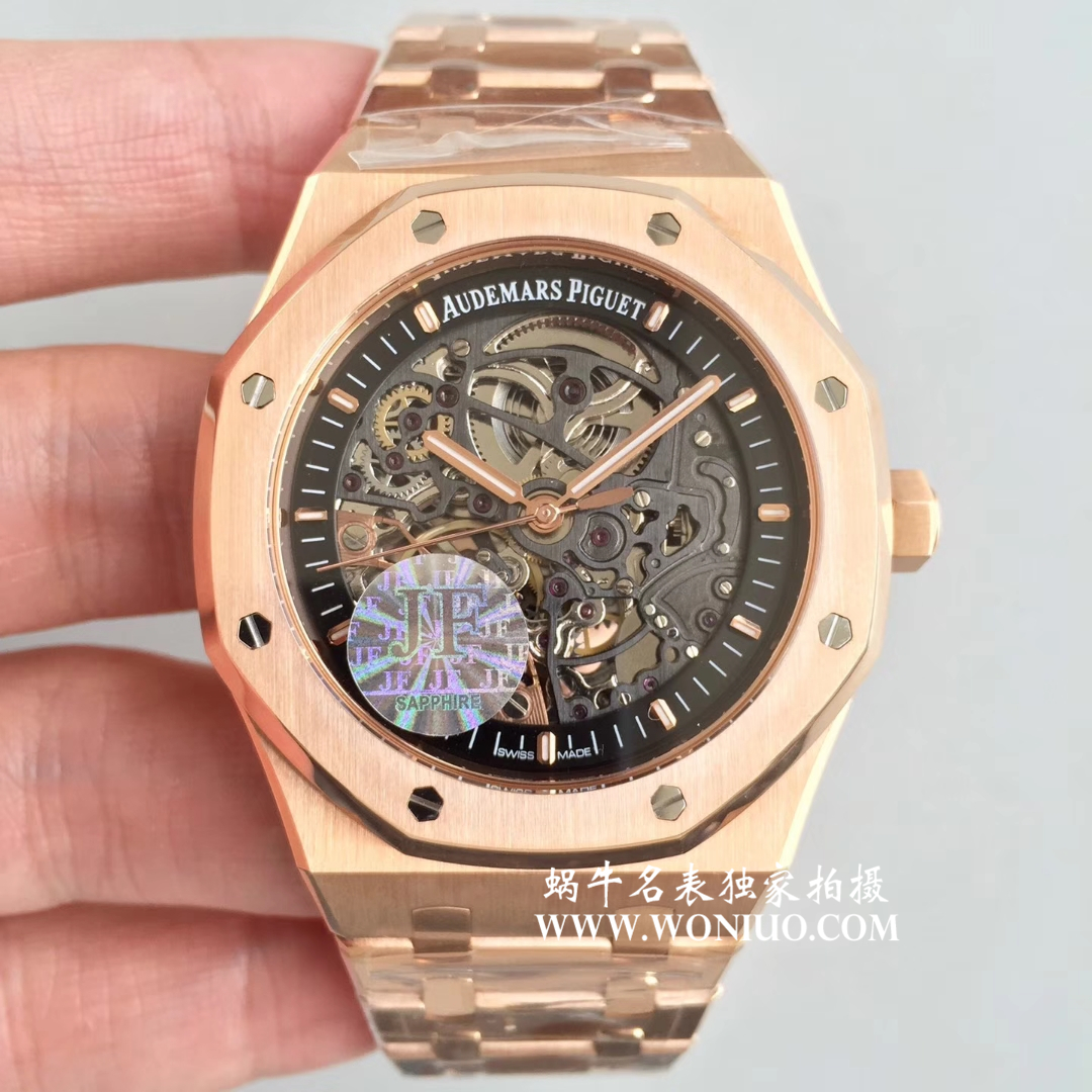 【 Video analysis JF一比一超A高仿手表】Audemars Piguet 皇家橡树双摆轮镂空系列15407ST.OO.1220ST.01 wrist watch  / APBD131