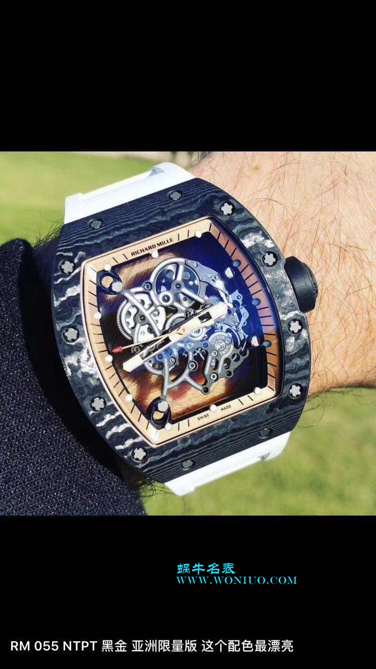 【KV一比一超A高仿手表】RICHARD MILLE RICHARD MILLE男士系列RM 055 carbon fiber 白色橡胶带新款 / RM 055C