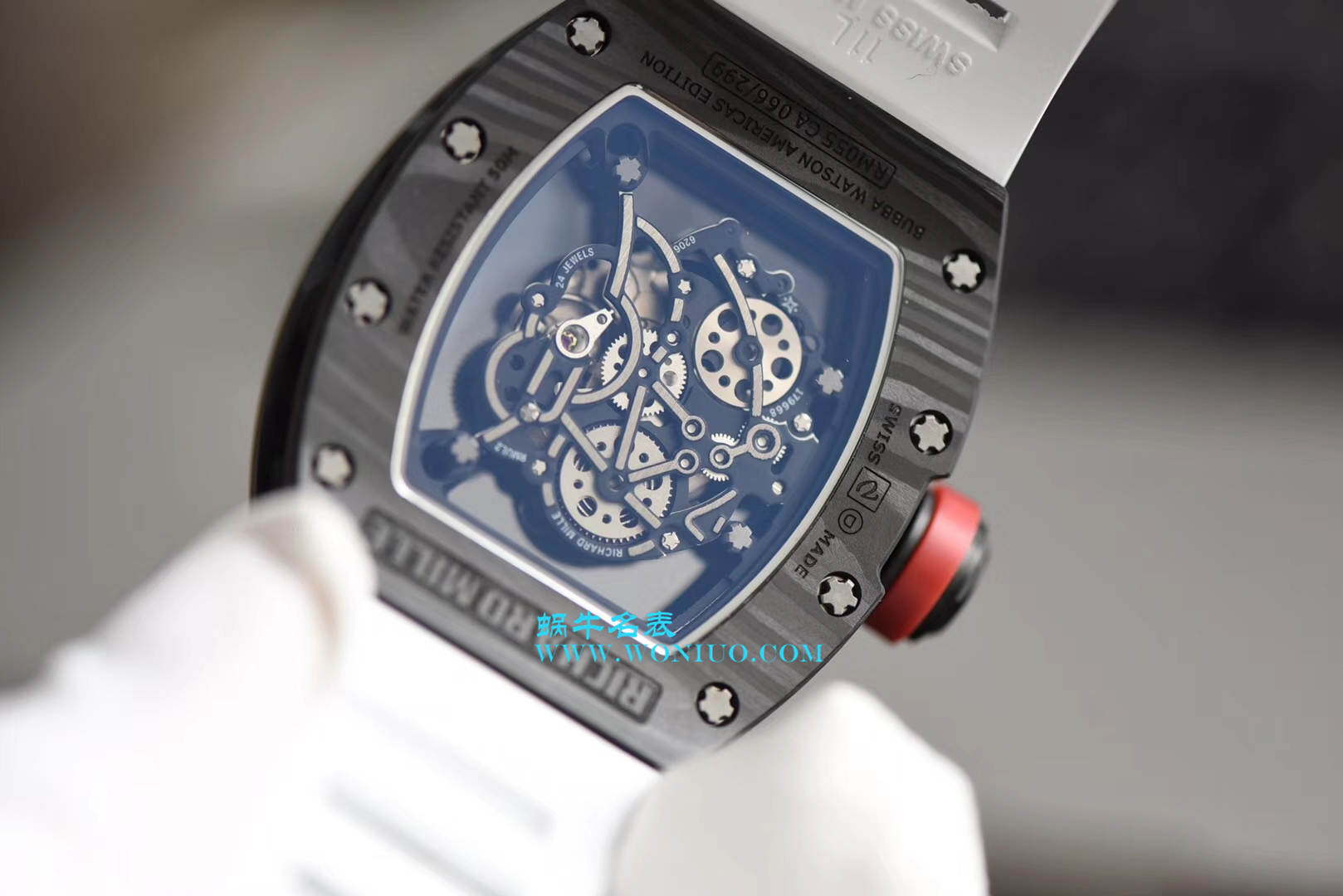 【KV一比一超A高仿手表】RICHARD MILLE RICHARD MILLE男士系列RM 055 carbon fiber 白色橡胶带新款 / RM 055C