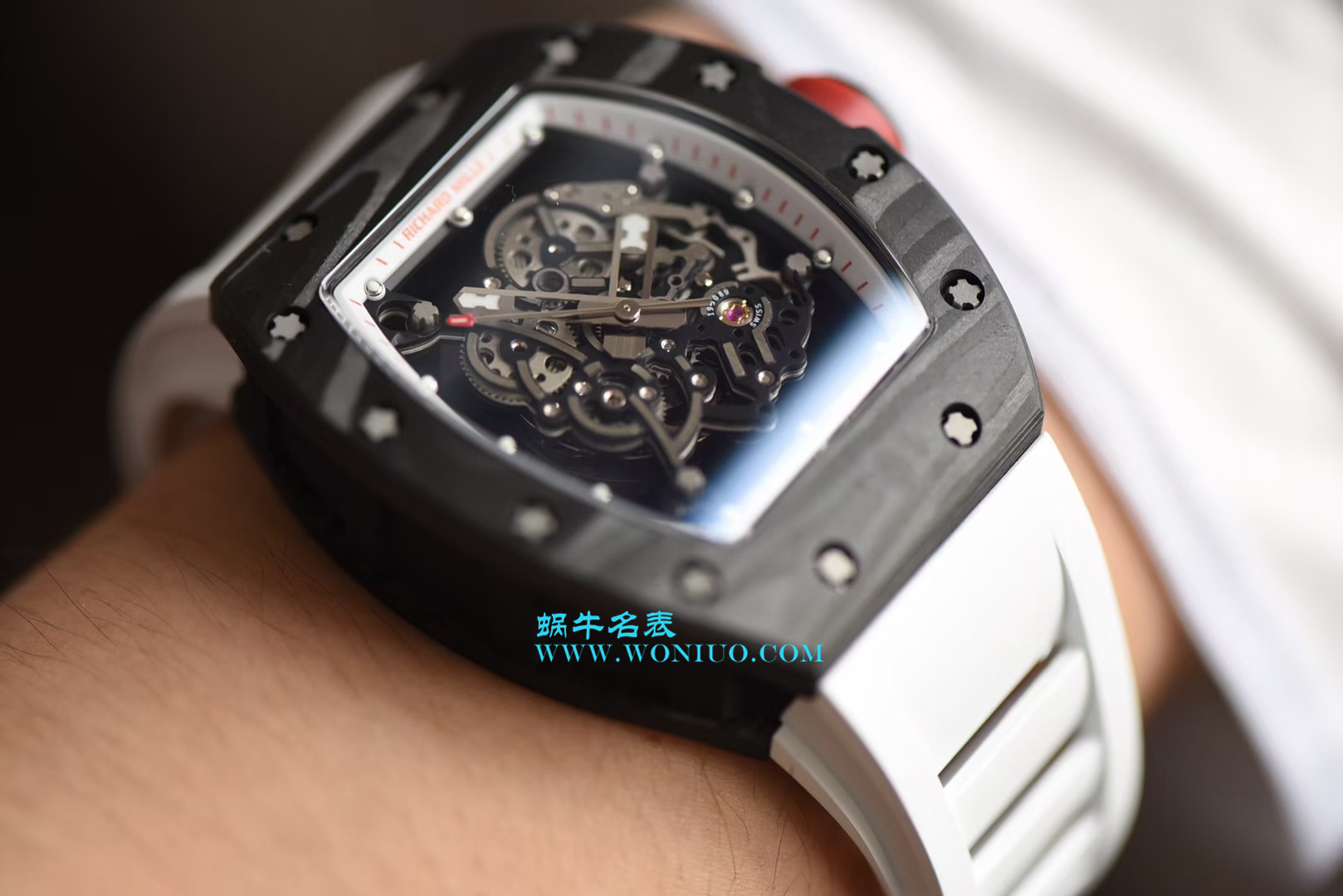 【KV一比一超A高仿手表】RICHARD MILLE RICHARD MILLE男士系列RM 055 carbon fiber 白色橡胶带新款 / RM 055C