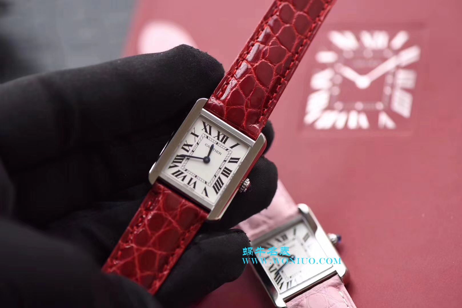【独家视频测评K11 Factory 一比一超A高仿手表】 Cartier  坦克系列 W5200000 粉色女士石英 wrist watch  / KAD008