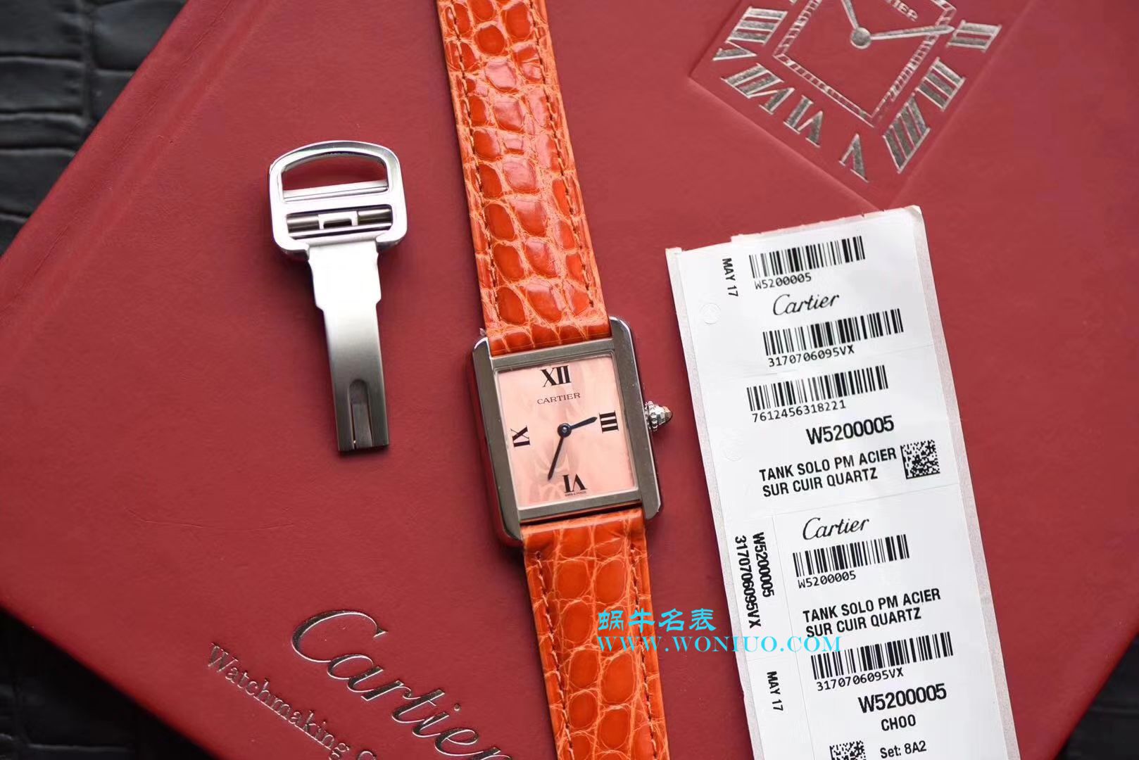 【独家视频测评K11 Factory 一比一超A高仿手表】 Cartier  坦克系列 W5200000 粉色女士石英 wrist watch  / KAD008