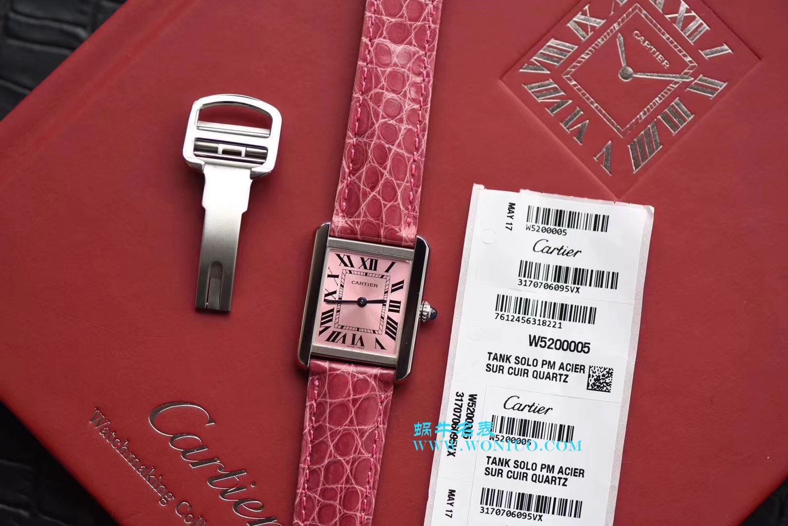 【独家视频测评K11 Factory 一比一超A高仿手表】 Cartier  坦克系列 W5200000 粉色女士石英 wrist watch  / KAD008