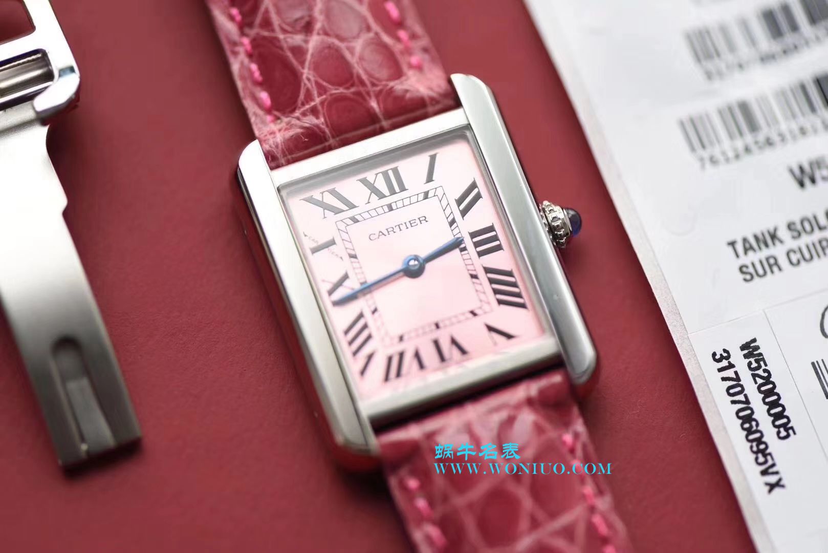 【独家视频测评K11 Factory 一比一超A高仿手表】 Cartier  坦克系列 W5200000 粉色女士石英 wrist watch  / KAD008