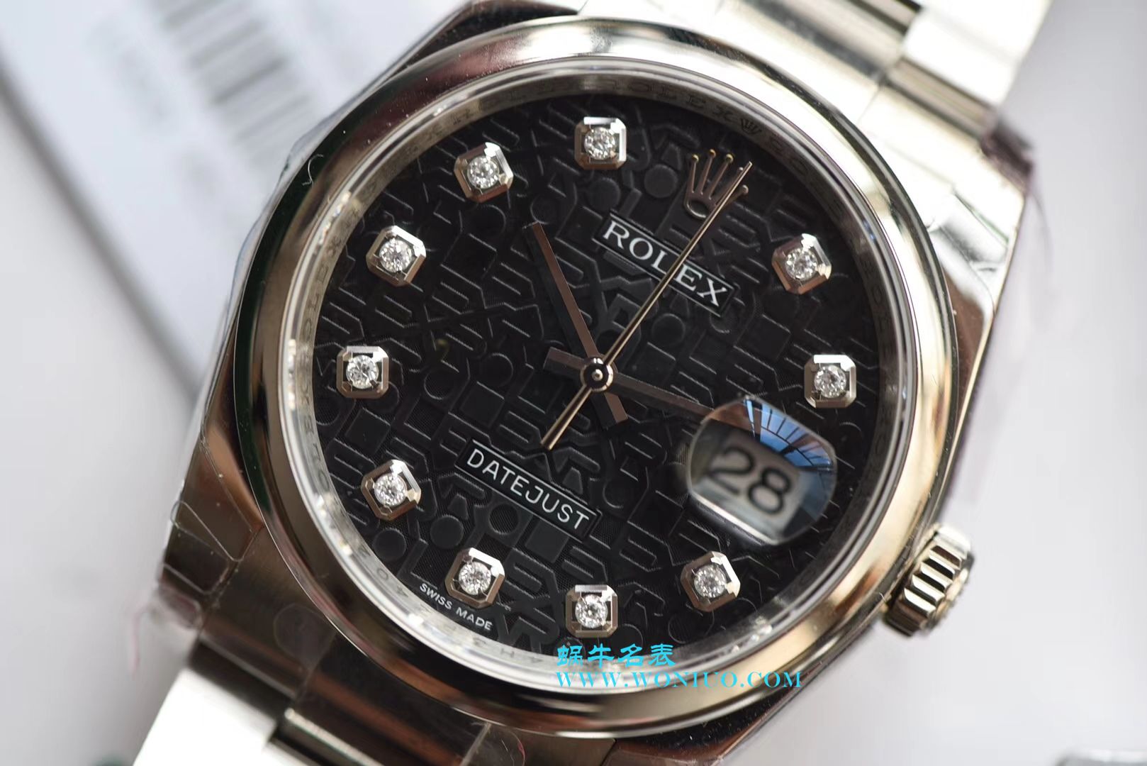 【DJ一比一超A高仿手表】 Rolex 36  Datejust 系列116234黑纪念花纹盘镶钻 wrist watch  / R211