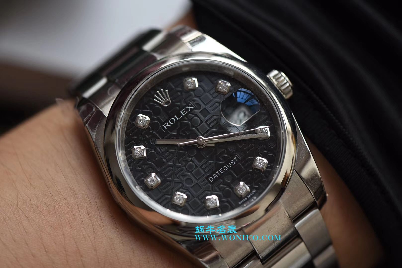 【DJ一比一超A高仿手表】 Rolex 36  Datejust 系列116234黑纪念花纹盘镶钻 wrist watch  / R211