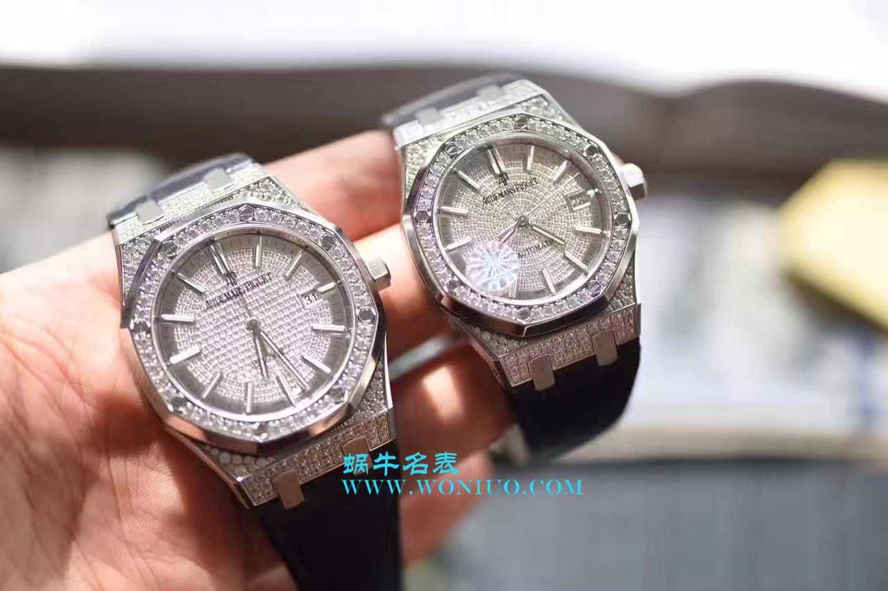 【 Video analysis JF Factory 1:1 top 复刻高仿手表】Audemars Piguet 满天星皇家橡树系列15452BC.ZZ.D019CR.01，15402OR.ZZ.D003CR.01男女通用满钻 wrist watch  / AP108