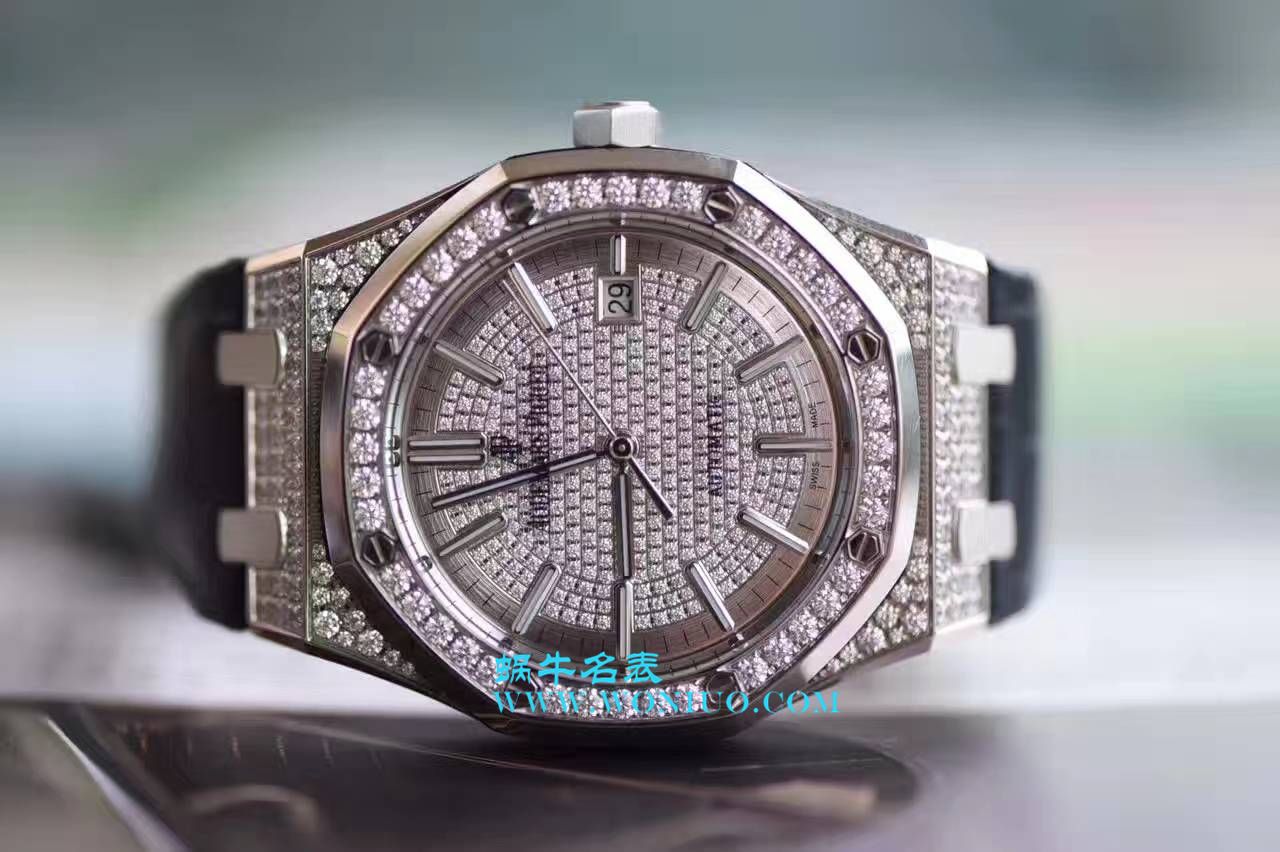 【 Video analysis JF Factory 1:1 top 复刻高仿手表】Audemars Piguet 满天星皇家橡树系列15452BC.ZZ.D019CR.01，15402OR.ZZ.D003CR.01男女通用满钻 wrist watch  / AP108