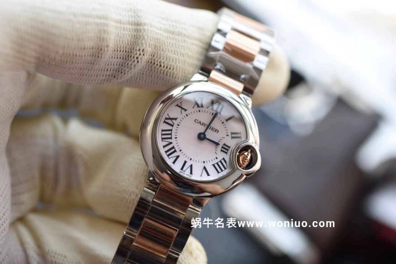 V6 Factory  Cartier  新品蓝气球 28mm间玫瑰金 天然贝母表面 女士石英 wrist watch  / K152