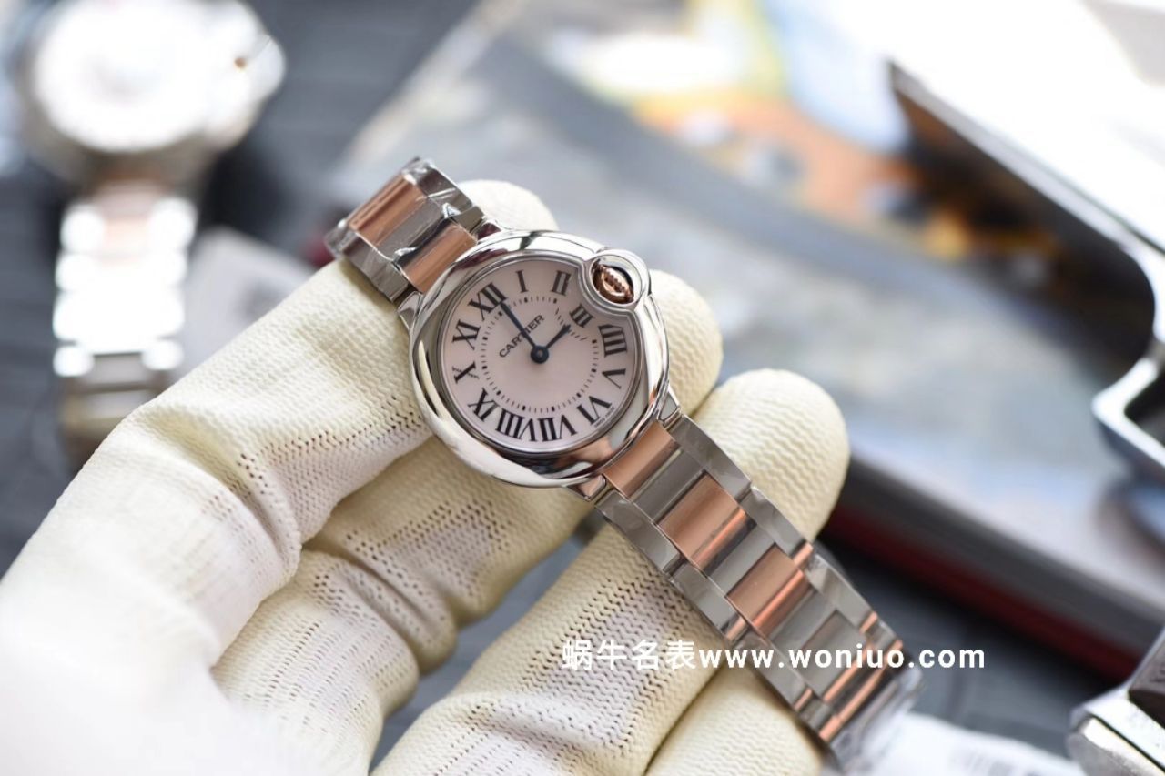 V6 Factory  Cartier  新品蓝气球 28mm间玫瑰金 天然贝母表面 女士石英 wrist watch  / K152