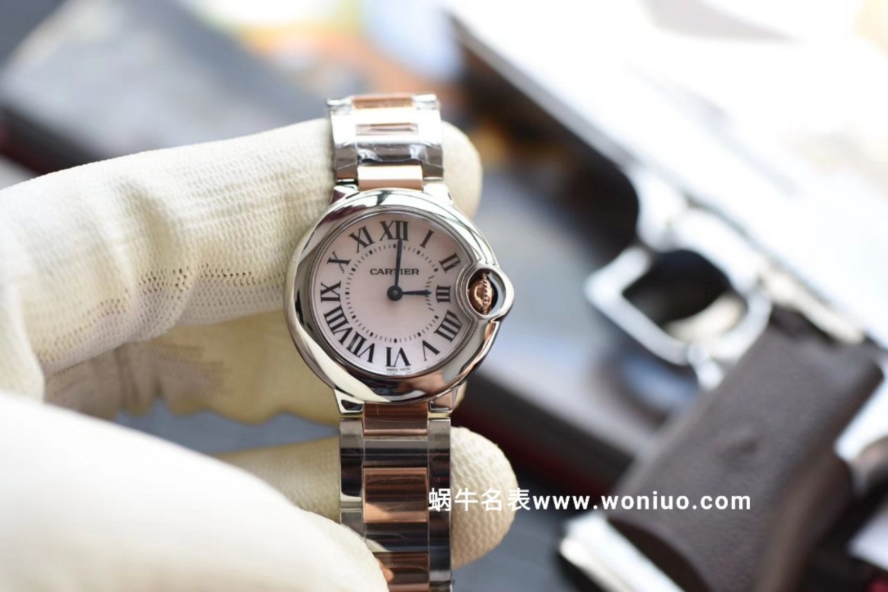 V6 Factory  Cartier  新品蓝气球 28mm间玫瑰金 天然贝母表面 女士石英 wrist watch  / K152