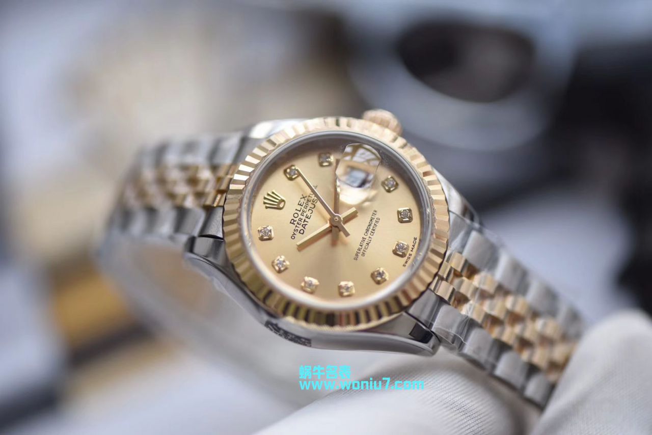 【包金款】 Rolex 女装  Datejust 复刻高仿179173（条钉）279173（钻钉）香槟色 wrist watch  / R250