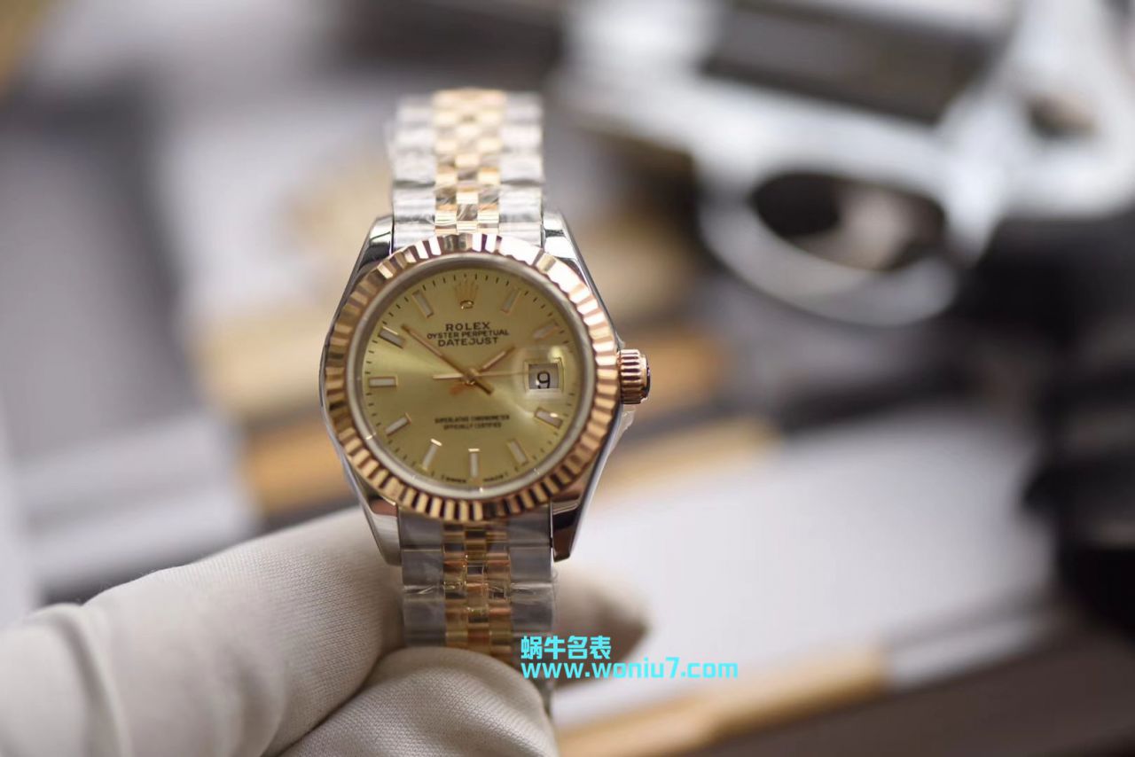 【包金款】 Rolex 女装  Datejust 复刻高仿179173（条钉）279173（钻钉）香槟色 wrist watch  / R250