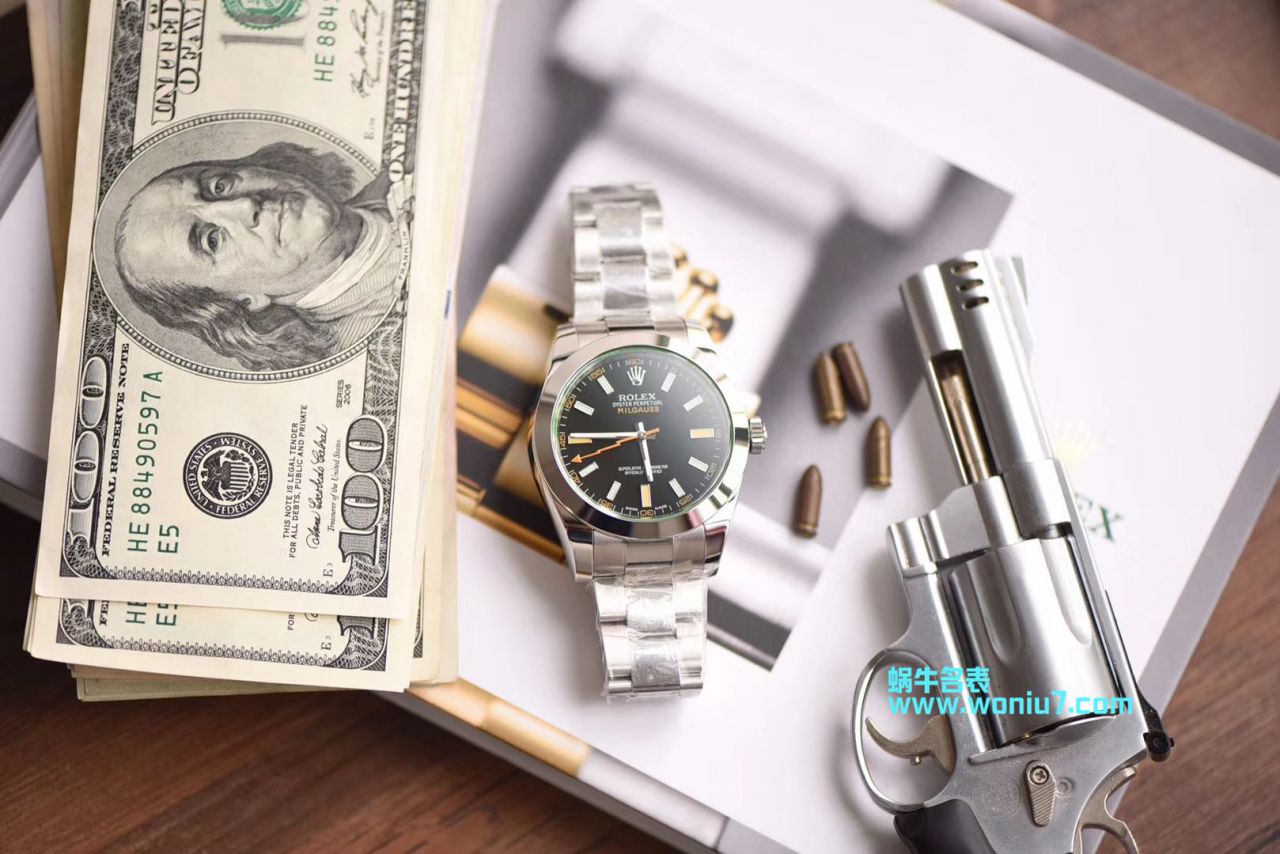 【DJ一比一超A top 克隆高仿手表】 Rolex MILGAUSS系列116400-GV-72400黑盘 wrist watch (绿玻璃闪电) / R247