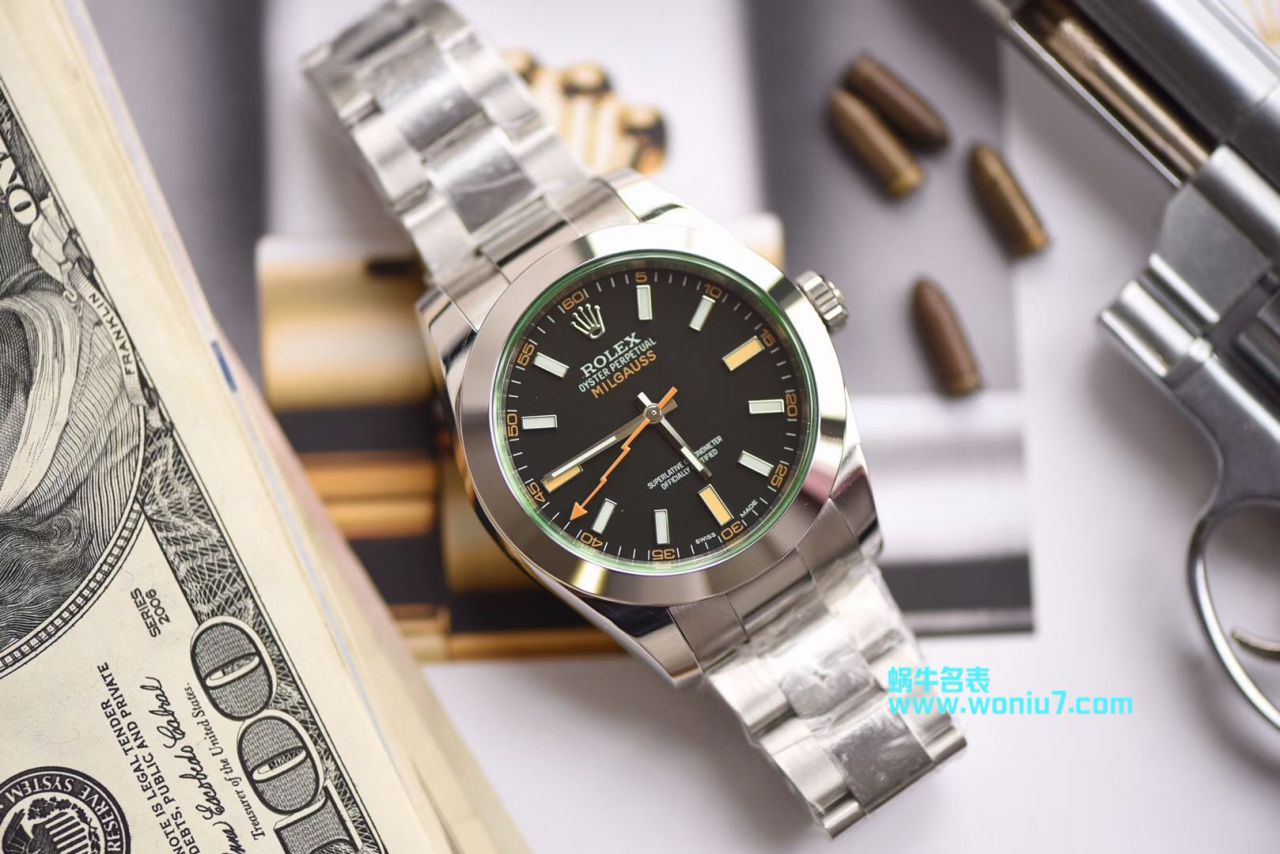 【DJ一比一超A top 克隆高仿手表】 Rolex MILGAUSS系列116400-GV-72400黑盘 wrist watch (绿玻璃闪电) / R247