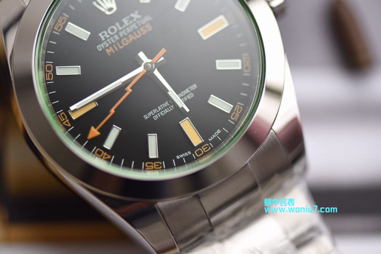 【DJ一比一超A top 克隆高仿手表】 Rolex MILGAUSS系列116400-GV-72400黑盘 wrist watch (绿玻璃闪电) / R247