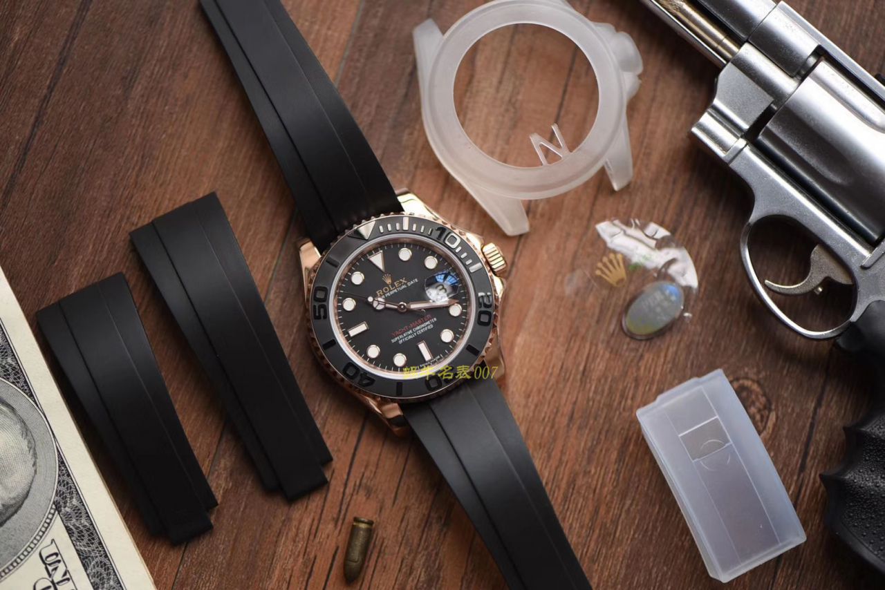 【独家视频测评NOOB Factory 1:1高仿手表】 Rolex  Yacht-Master 系列116655-Oysterflex bracelet金壳 wrist watch   / RBC018