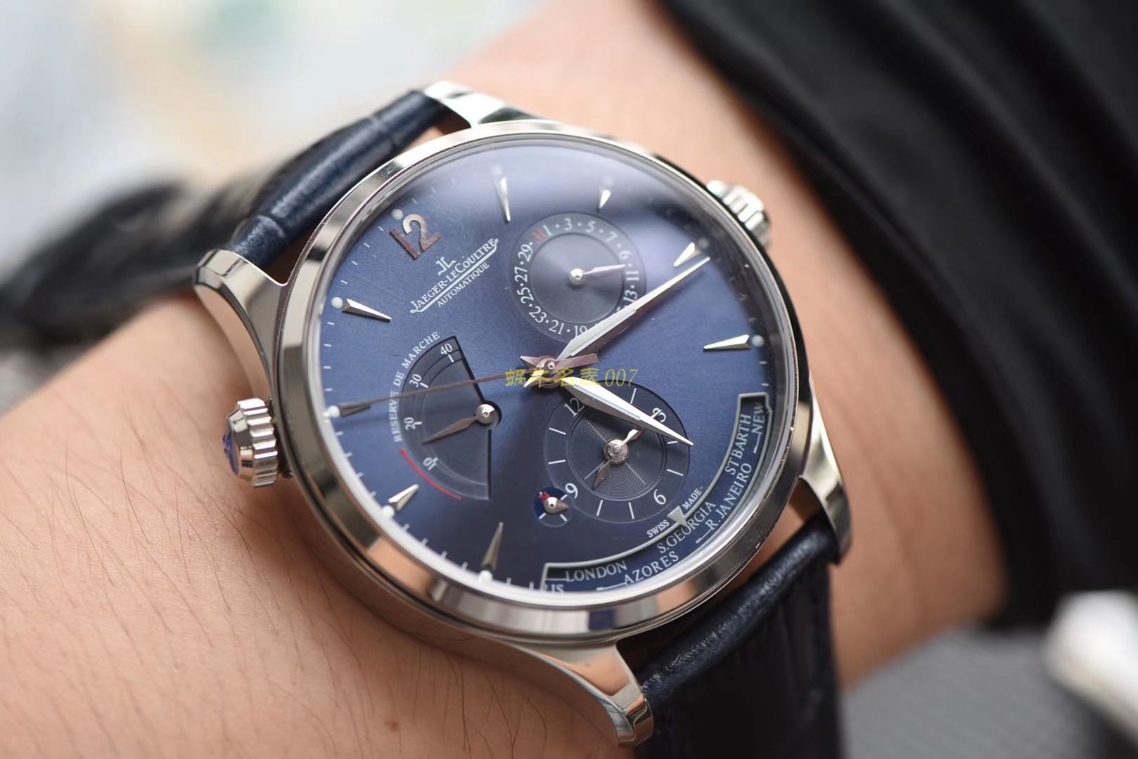 TWA 一比一高仿手表 V2版本 Jaeger-LeCoultre 地理学家大师系列 Q1428421，Q1422421全新升级 多功能 wrist watch   / JJ129