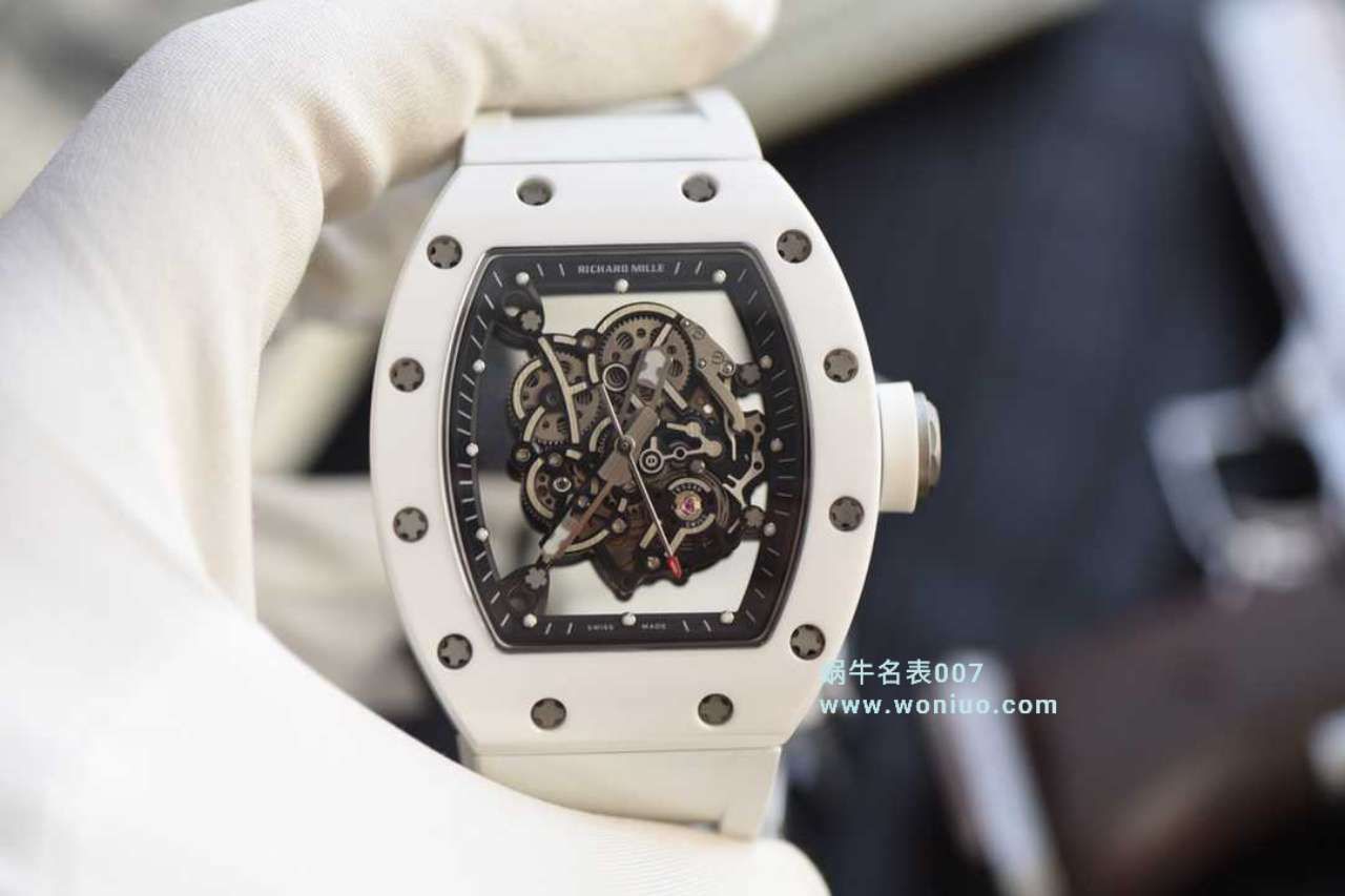  Video analysis KV台湾 Factory 一比一高仿最新巨作！RICHARD MILLE RICHARD MILLE RM055白 Composite 白色橡胶带新款 / RM 055MM