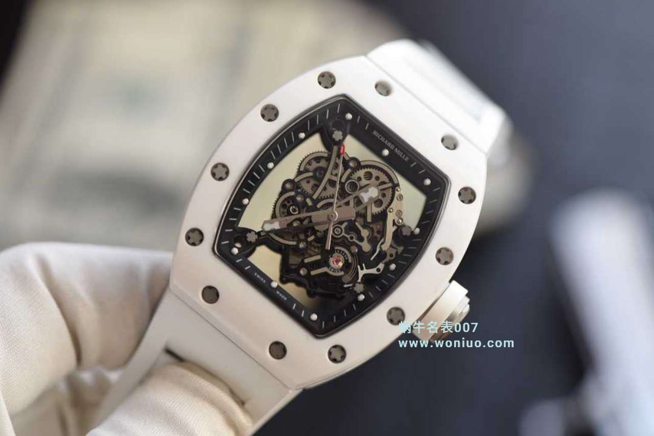  Video analysis KV台湾 Factory 一比一高仿最新巨作！RICHARD MILLE RICHARD MILLE RM055白 Composite 白色橡胶带新款 / RM 055MM