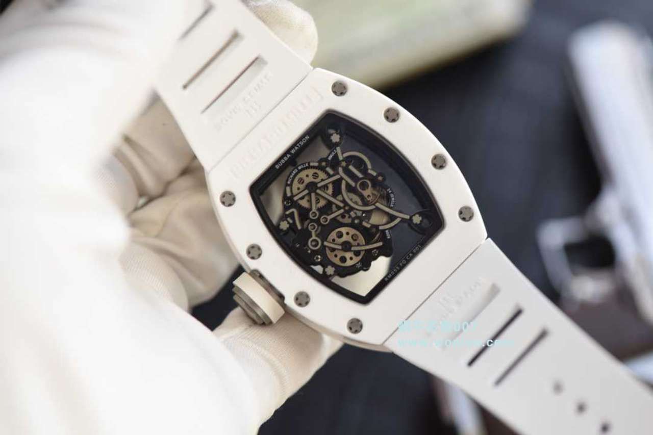  Video analysis KV台湾 Factory 一比一高仿最新巨作！RICHARD MILLE RICHARD MILLE RM055白 Composite 白色橡胶带新款 / RM 055MM