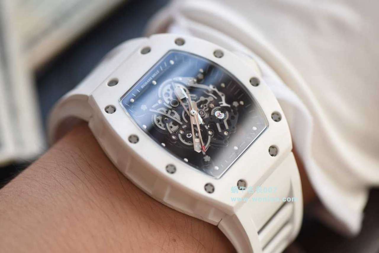  Video analysis KV台湾 Factory 一比一高仿最新巨作！RICHARD MILLE RICHARD MILLE RM055白 Composite 白色橡胶带新款 / RM 055MM