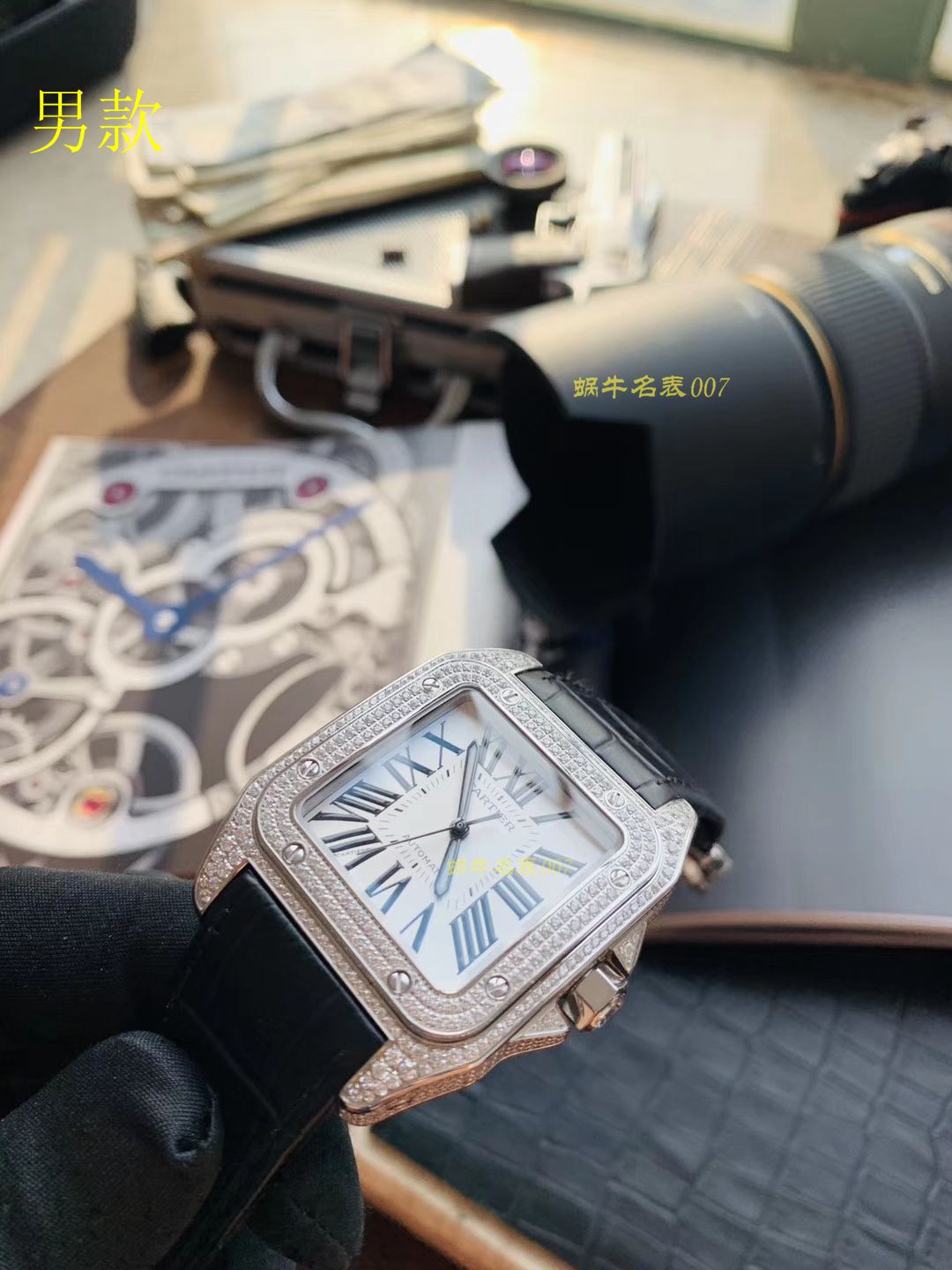 【 Video analysis 】 Cartier   Santos 复刻高仿W20106X8 wrist watch ，V6 Factory 一比一超A高仿 top 满钻款SANTOS 100后镶钻 / K212