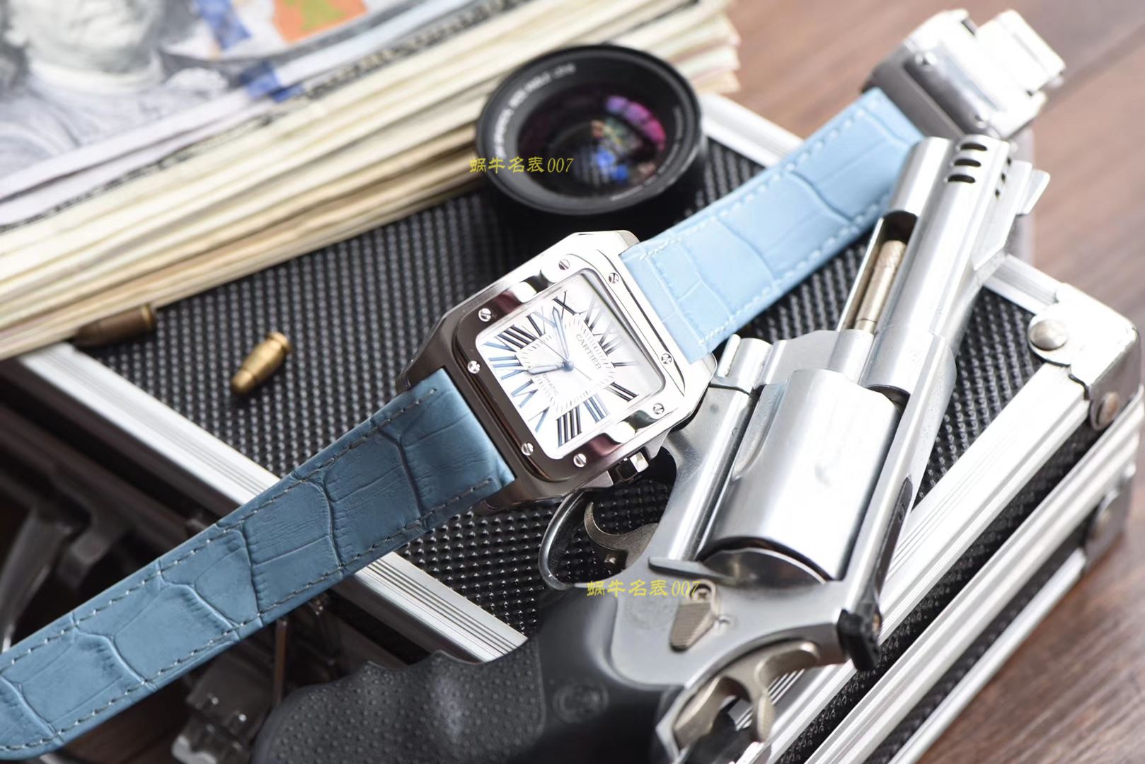 【 Video analysis 】 Cartier  Cartier   Santos W20106X8机械女士 wrist watch （V6一比一超A高精仿搭配蓝色 watchband  ） / K216