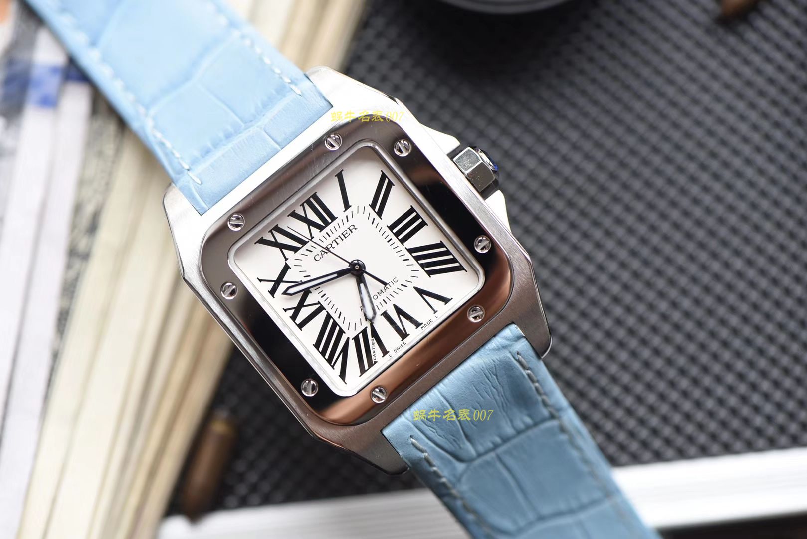 【 Video analysis 】 Cartier  Cartier   Santos W20106X8机械女士 wrist watch （V6一比一超A高精仿搭配蓝色 watchband  ） / K216