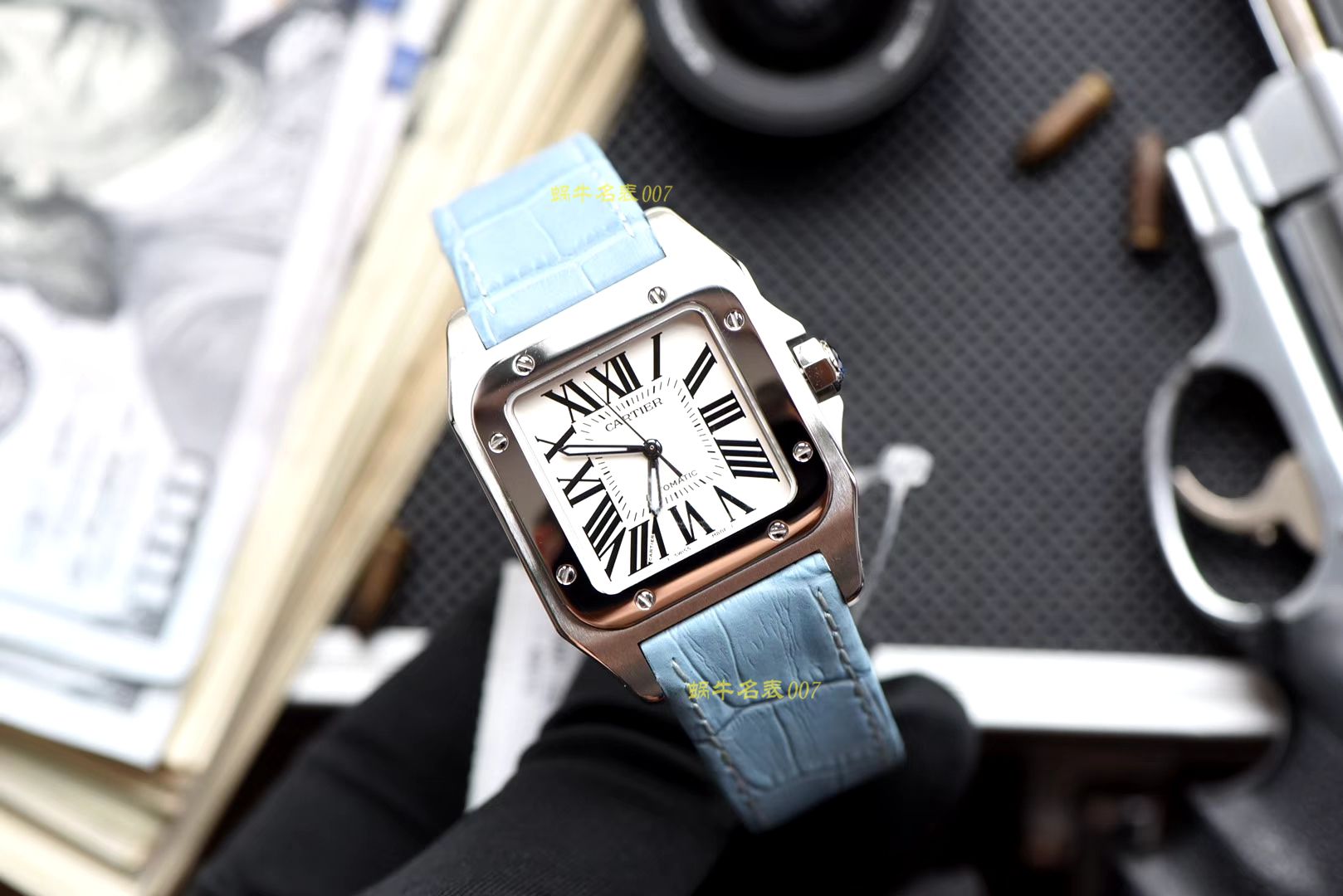 【 Video analysis 】 Cartier  Cartier   Santos W20106X8机械女士 wrist watch （V6一比一超A高精仿搭配蓝色 watchband  ） / K216