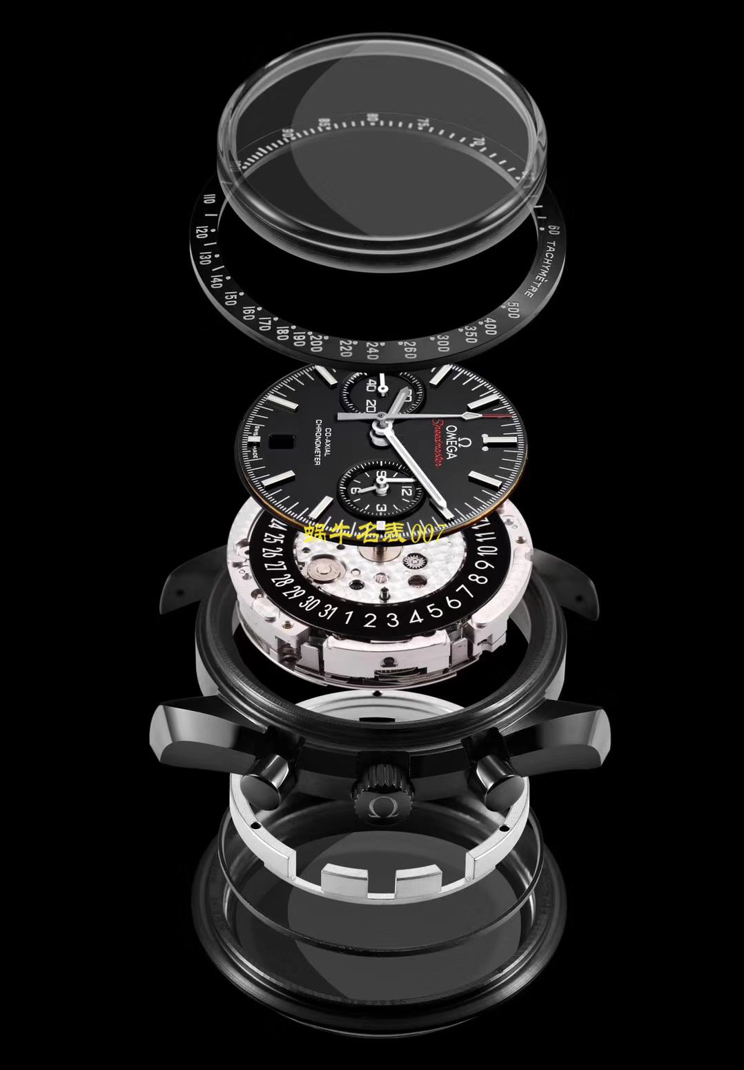 【 Video analysis OM Factory 一比一复刻高仿OMEGA月之暗面】OMEGAOMEGA超霸系列311.92.44.51.01.005 wrist watch (墨黑) / M380