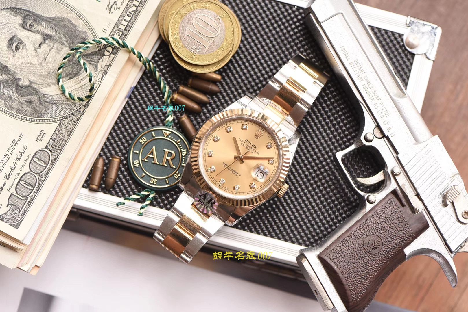 【 Video analysis AR Factory 官网 Rolex 41毫米间金 Datejust 】 Rolex   Datejust 高仿116333-72213 G香槟盘镶钻 wrist watch  / R321