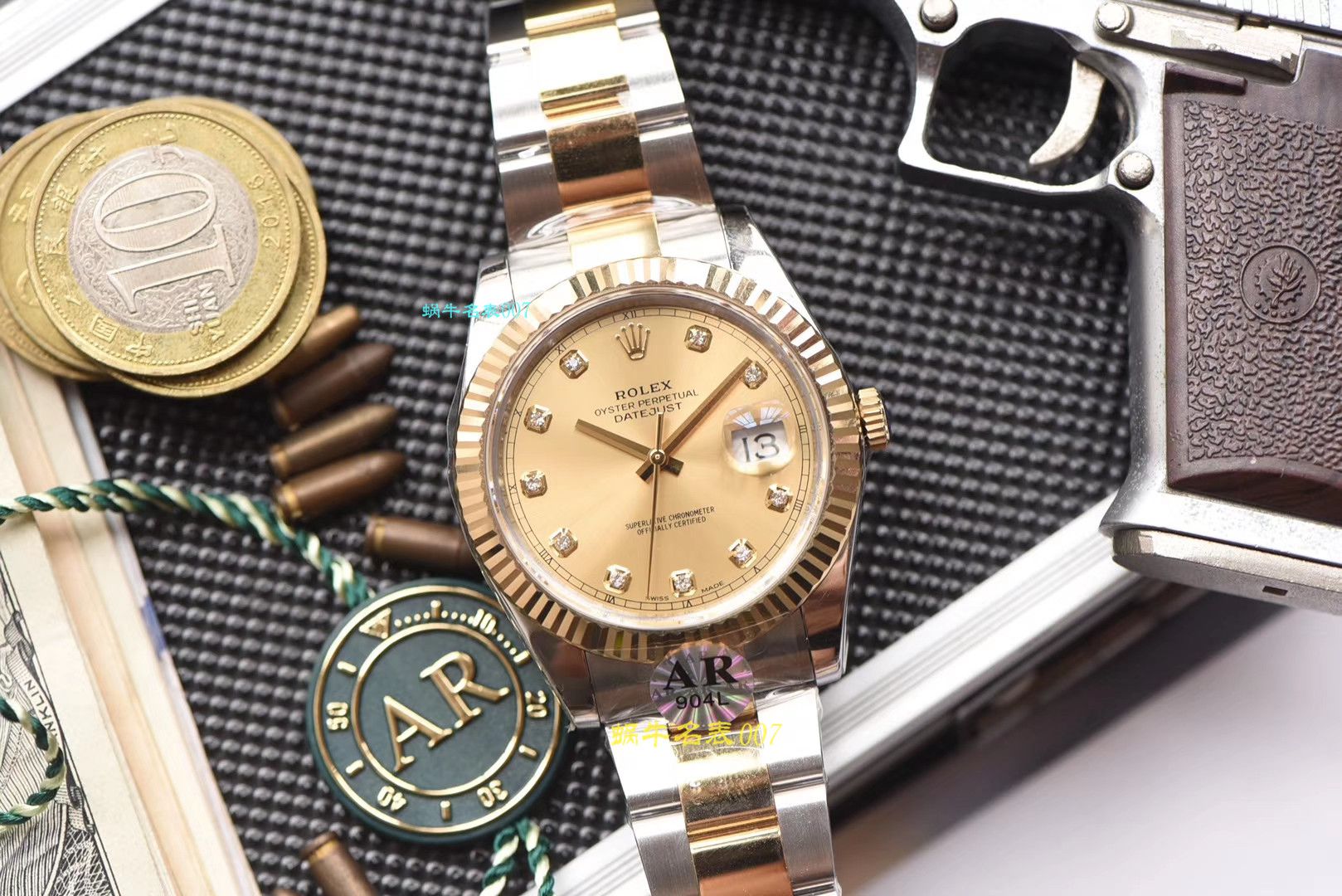 【 Video analysis AR Factory 官网 Rolex 41毫米间金 Datejust 】 Rolex   Datejust 高仿116333-72213 G香槟盘镶钻 wrist watch  / R321