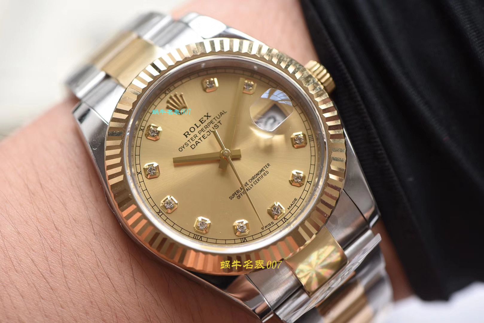 【 Video analysis AR Factory 官网 Rolex 41毫米间金 Datejust 】 Rolex   Datejust 高仿116333-72213 G香槟盘镶钻 wrist watch  / R321