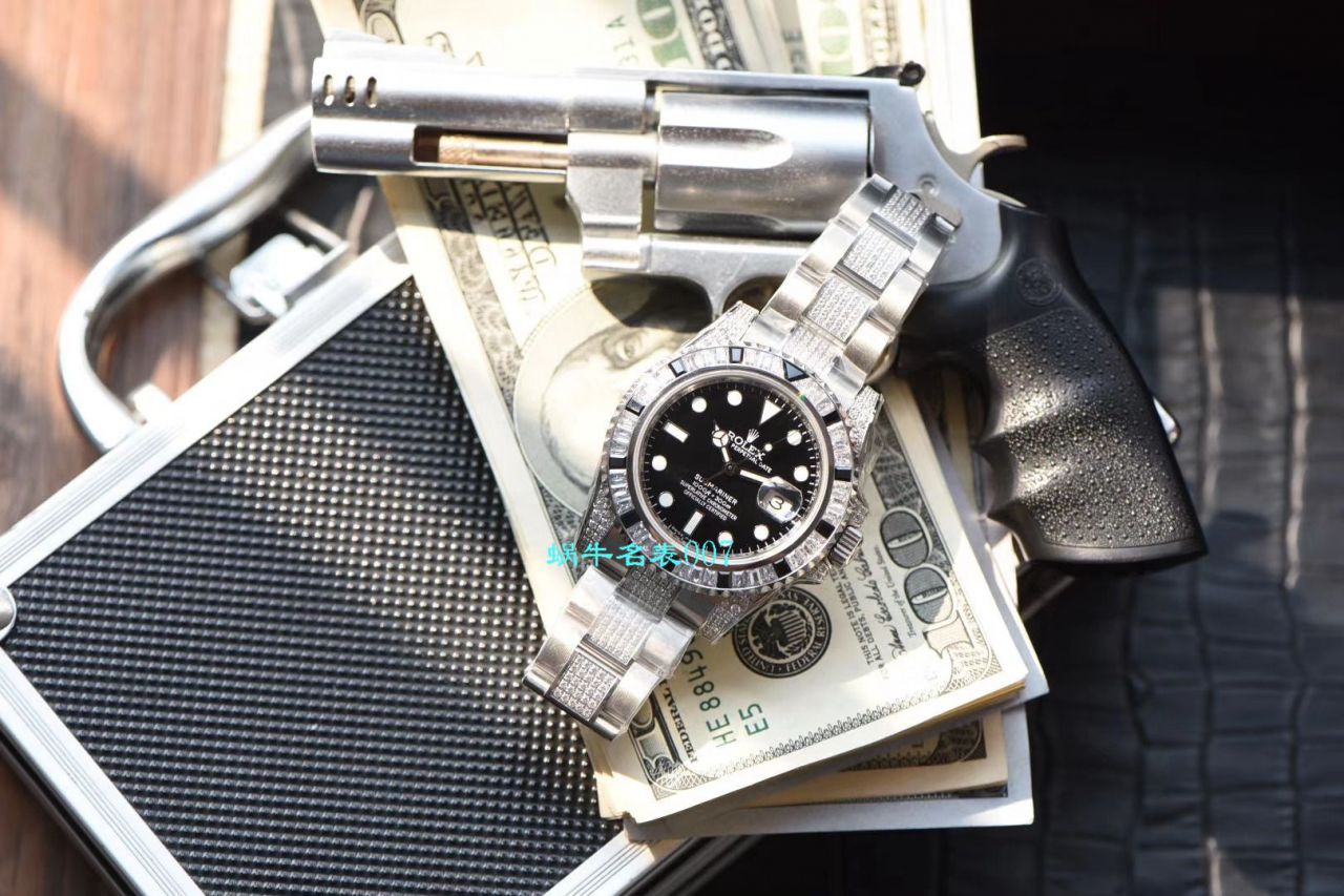 【LF Factory  Rolex 复刻高仿表】LF帝皇 copy customized 版镶钻 Submariner ， top 黑钻鬼116610LN-97200  / R367
