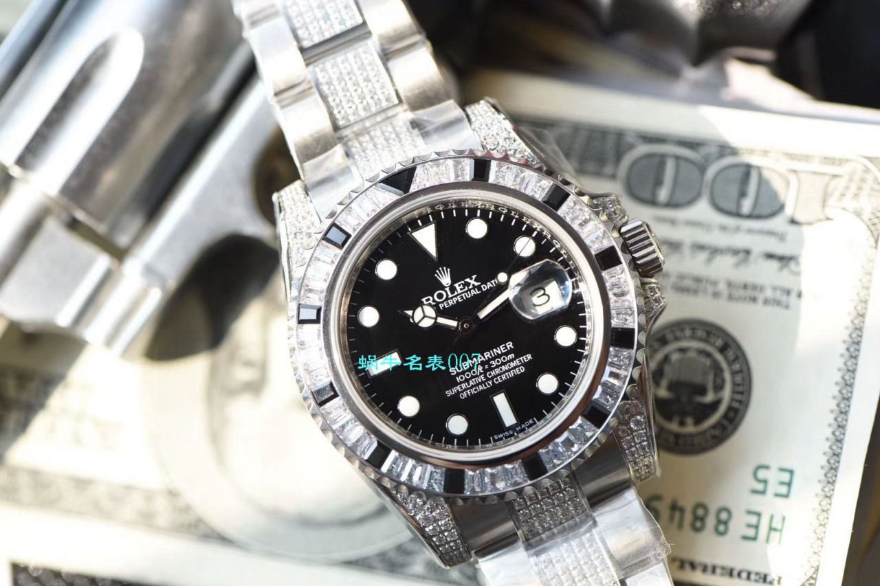 【LF Factory  Rolex 复刻高仿表】LF帝皇 copy customized 版镶钻 Submariner ， top 黑钻鬼116610LN-97200  / R367