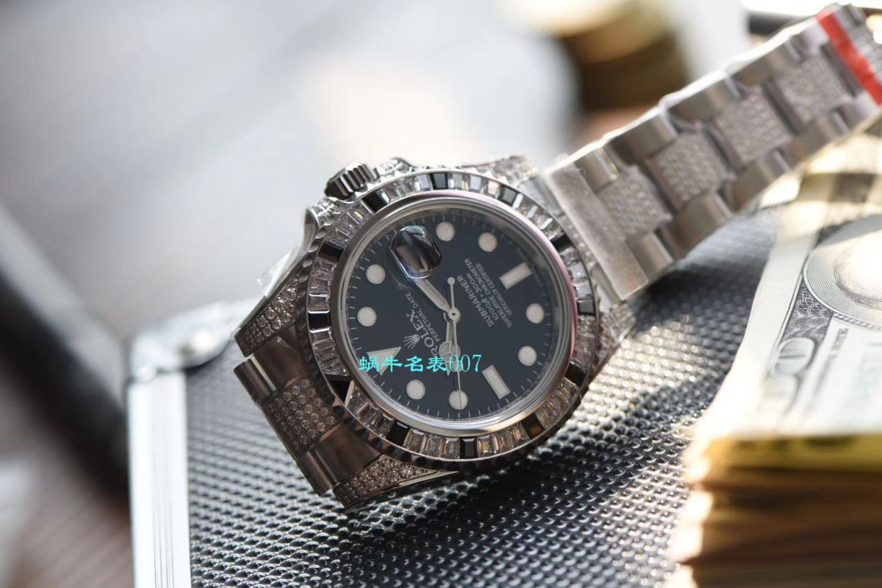 【LF Factory  Rolex 复刻高仿表】LF帝皇 copy customized 版镶钻 Submariner ， top 黑钻鬼116610LN-97200  / R367