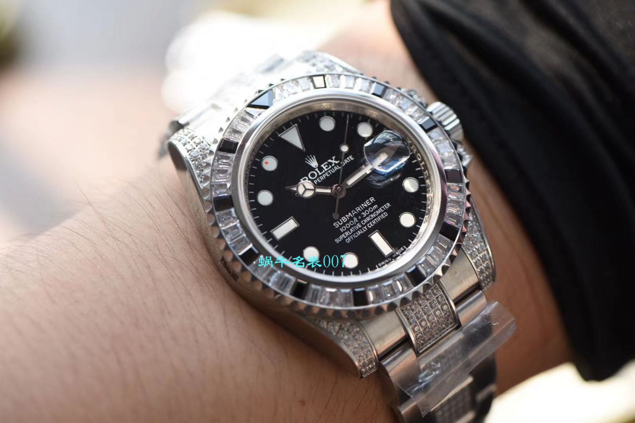 【LF Factory  Rolex 复刻高仿表】LF帝皇 copy customized 版镶钻 Submariner ， top 黑钻鬼116610LN-97200  / R367