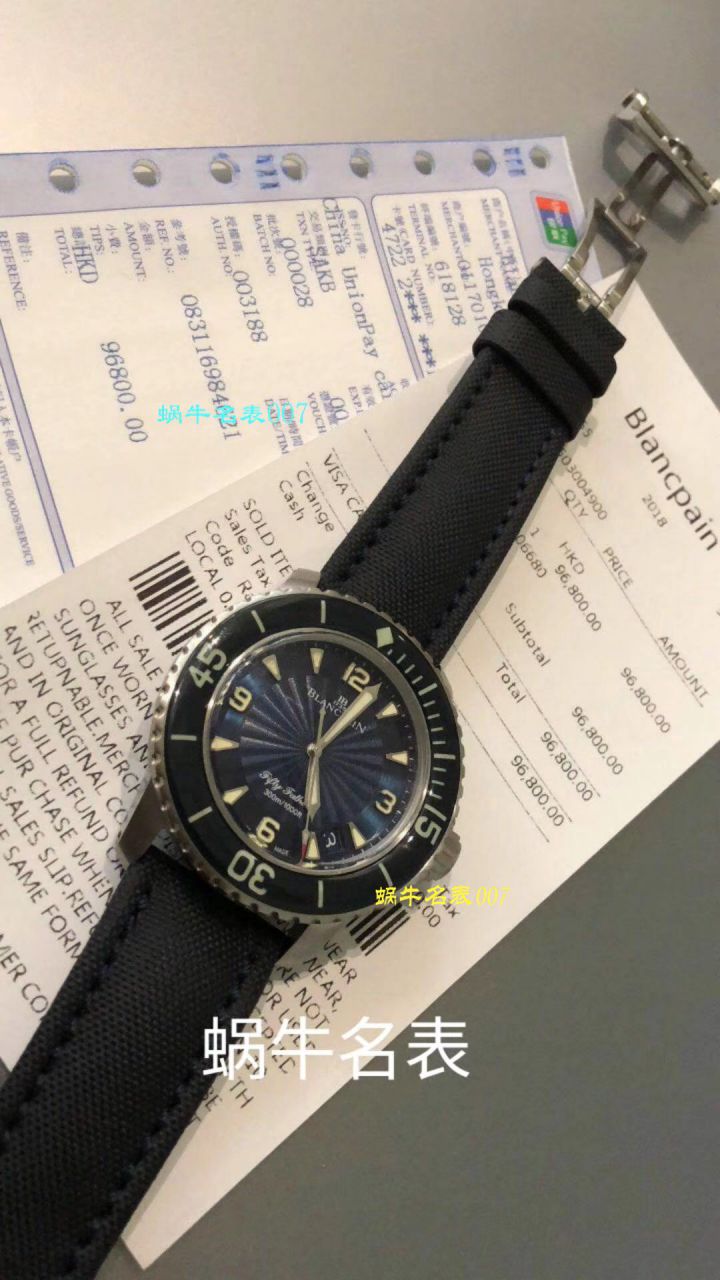 【 Video analysis ZF一比一超A高仿手表】Blancpain Blancpain  Fifty Fathoms 超薄 Movement 系列 5015D-1140-52B蓝面 wrist watch  / BP035