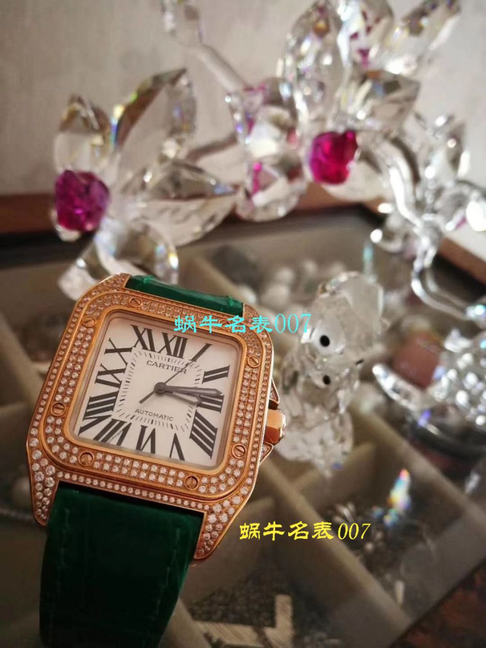 【 Video analysis 】 Cartier  Cartier   Santos W20106X8机械女士 wrist watch （V6一比一超A高精仿搭配蓝色 watchband  ） / K216