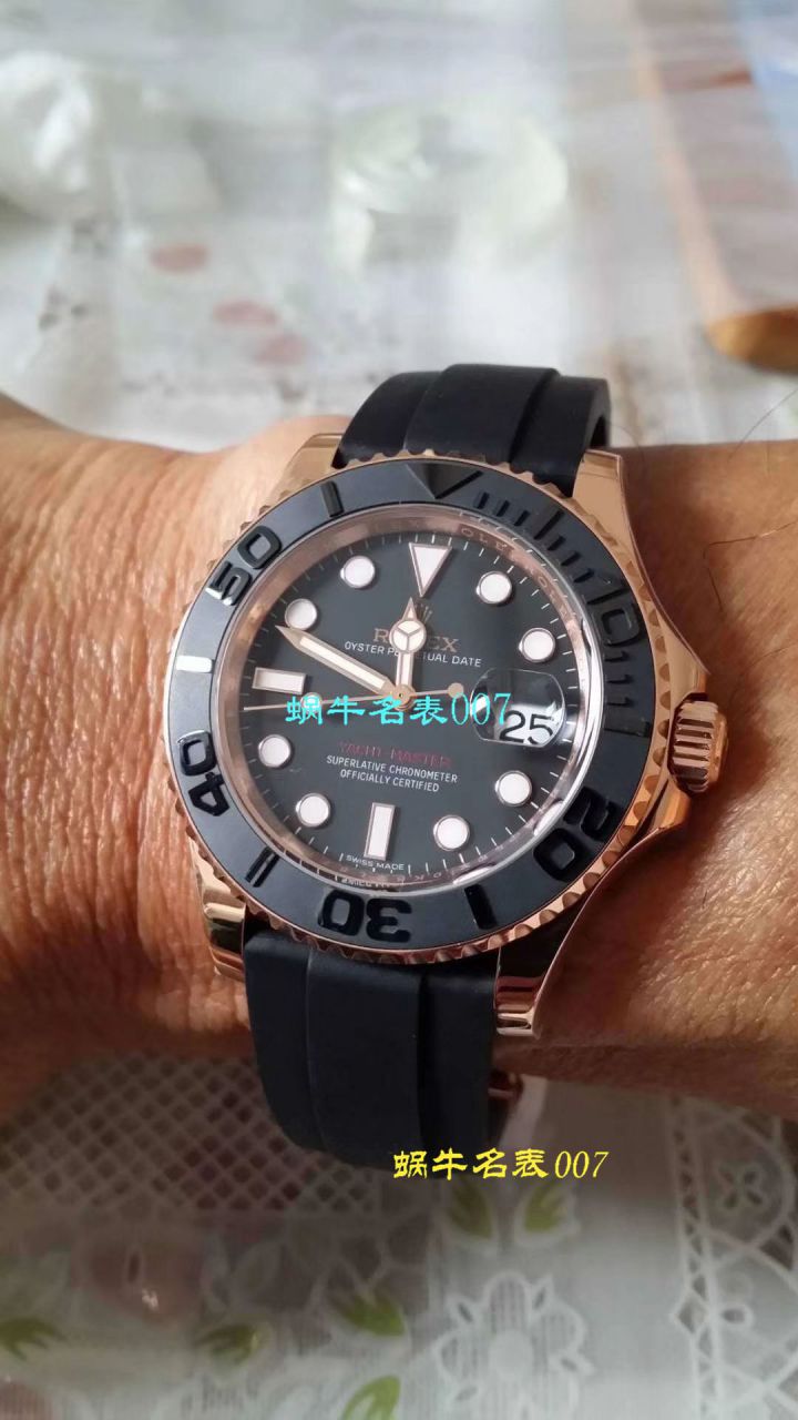 【独家视频测评NOOB Factory 1:1高仿手表】 Rolex  Yacht-Master 系列116655-Oysterflex bracelet金壳 wrist watch   / RBC018