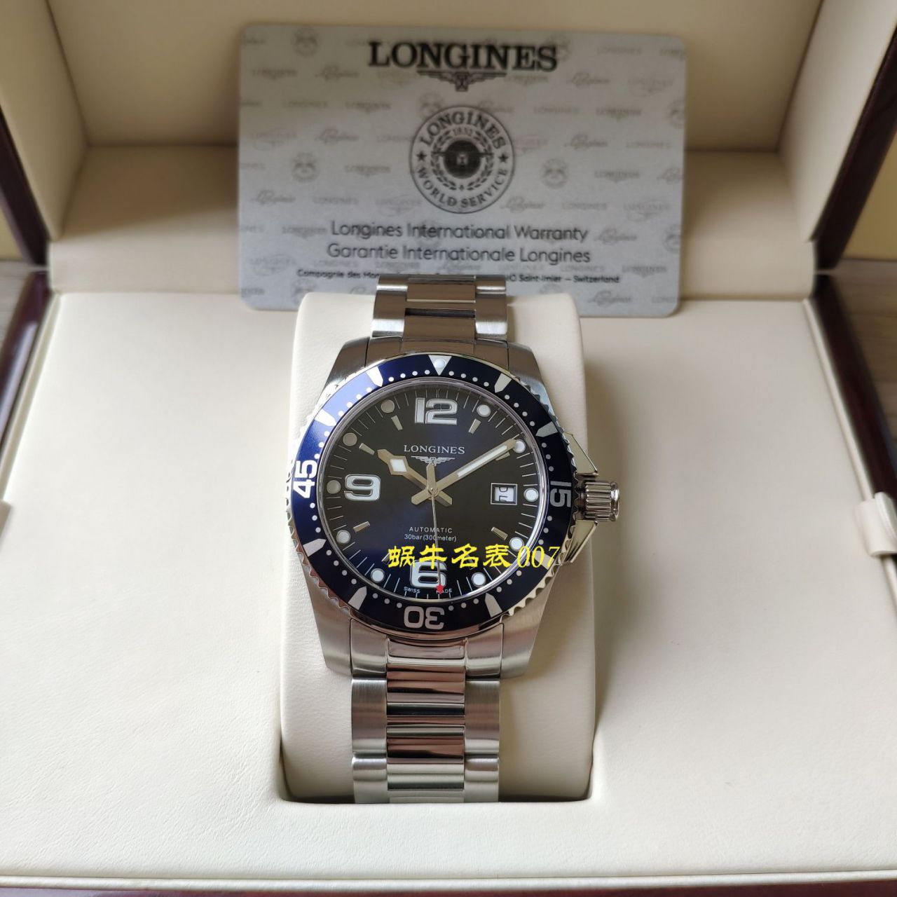 【渠道原单】 Longines 康卡斯潜水系列L3.742.4.96.6 wrist watch  / L117