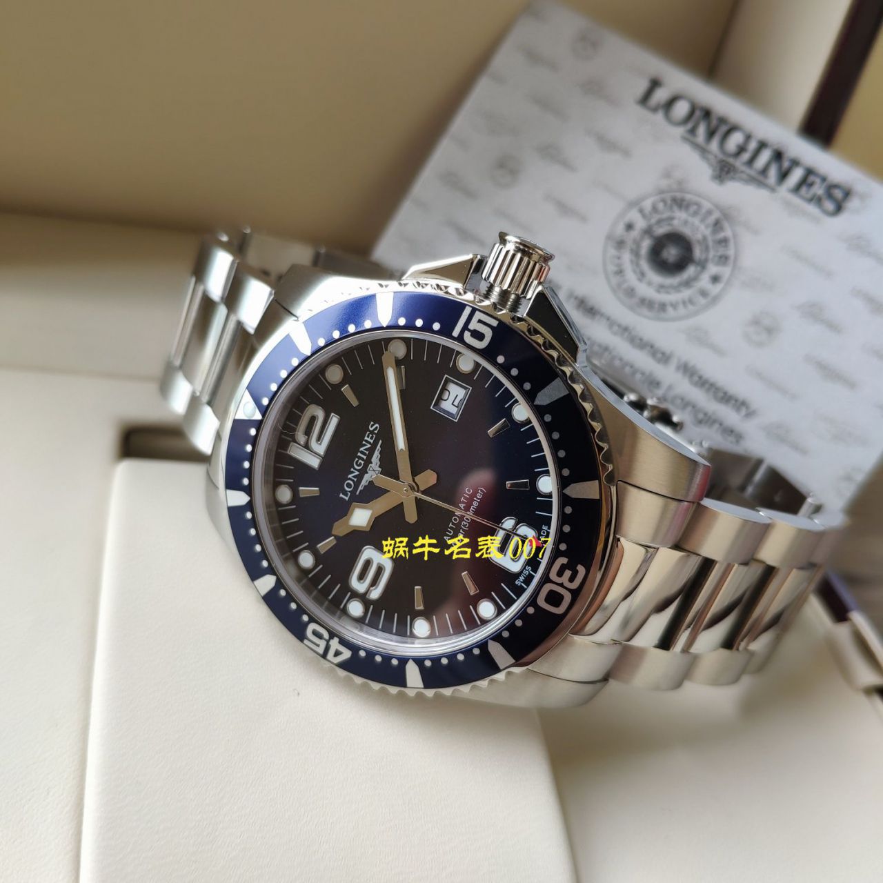 【渠道原单】 Longines 康卡斯潜水系列L3.742.4.96.6 wrist watch  / L117