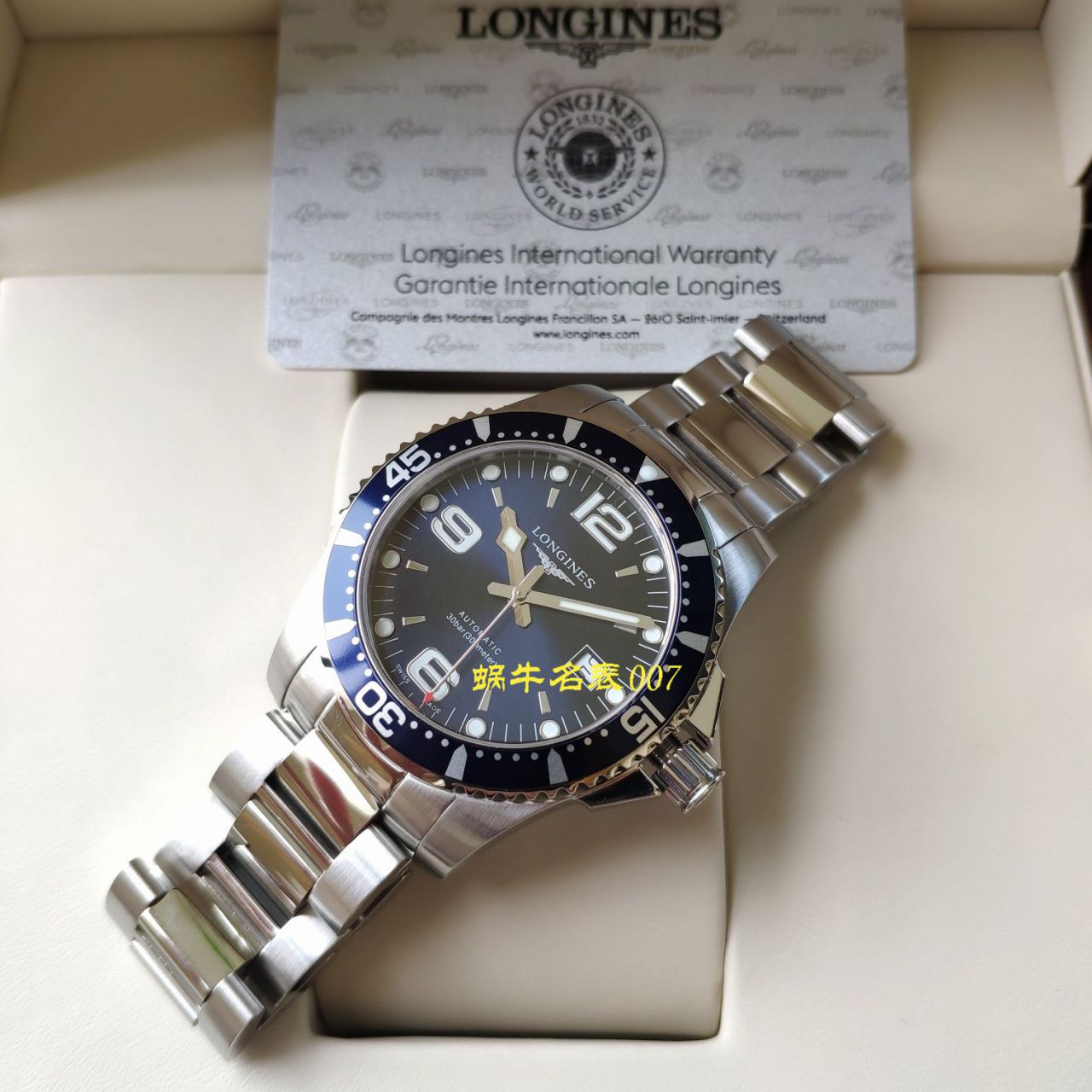【渠道原单】 Longines 康卡斯潜水系列L3.742.4.96.6 wrist watch  / L117