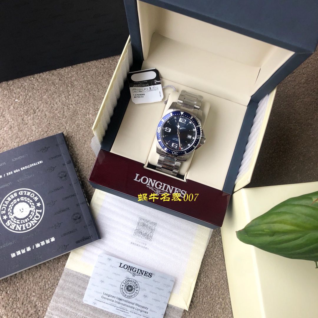 【渠道原单】 Longines 康卡斯潜水系列L3.742.4.96.6 wrist watch  / L117