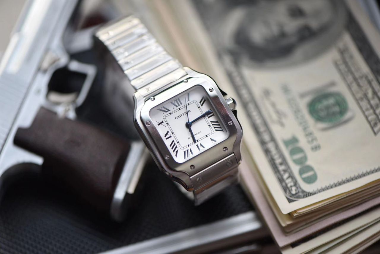 【 Video analysis V6 Factory  top 复刻高仿表】 Cartier   Santos 系列WSSA0009（大号）,WSSA0010（中号） wrist watch  / K226