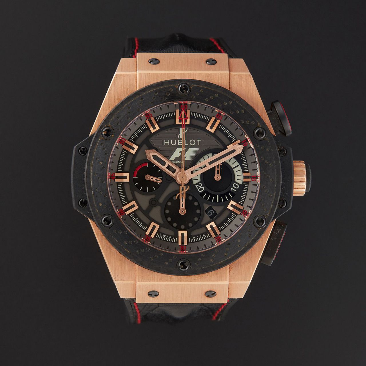 【HBBV6 Factory  top 复刻手表】 hublot 法拉利F1 玫瑰金703.OM.6912.HR.FMC12 Hublot Big Bang F1 King Power Great Britain Limited Edition / YB072
