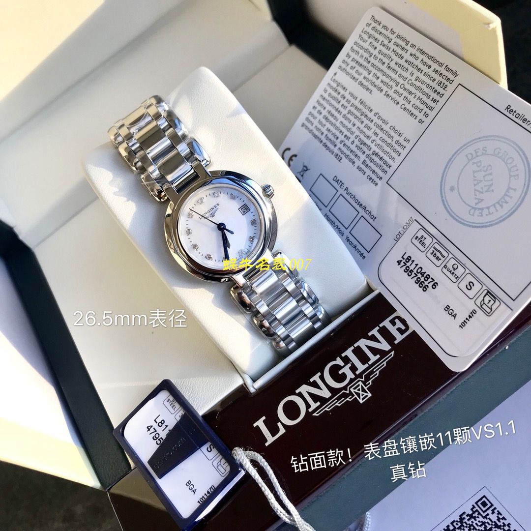 【渠道原单真钻Longines女表】 Longines 优雅PRIMALUNA心月系列L8.110.4.87.6 wrist watch  / L123